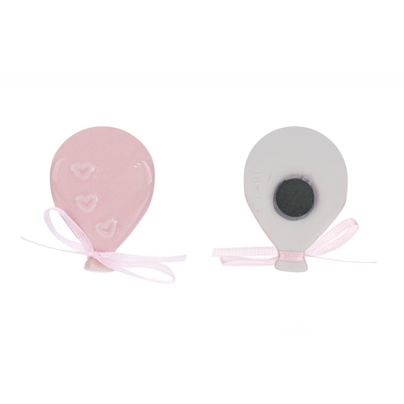 Saponette bomboniere palloncino magnete ceramica rosa Battesimo