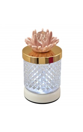 Bomboniera Matrimonio Lampada Diamond Con Corallo Rosa Cipria Con Box