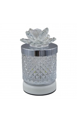 Bomboniera Matrimonio Lampada Diamond Argento Con Fiore Cristallo Con Box