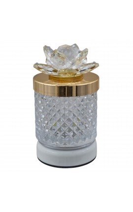 Bomboniera Matrimonio Lampada Diamond Oro Con Fiore Cristallo Con Box