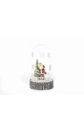 CAMPANA VETRO BABBO NATALE CON LUCI LED CHRISTMAS  9,5x16 CM