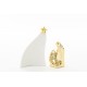 NATIVITA' CERAMICA BIANCO E ORO 8x5xh.12,5 CM NATALE MERRY CHRISTMAS